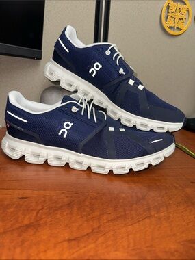 On Running Men's Navy Athletic Sneakers with White Sole